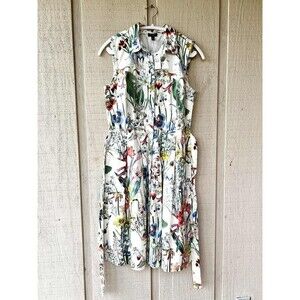 Talbots Petites Women's Floral Print Sleeveless Size 8P  Dress White Multi Color